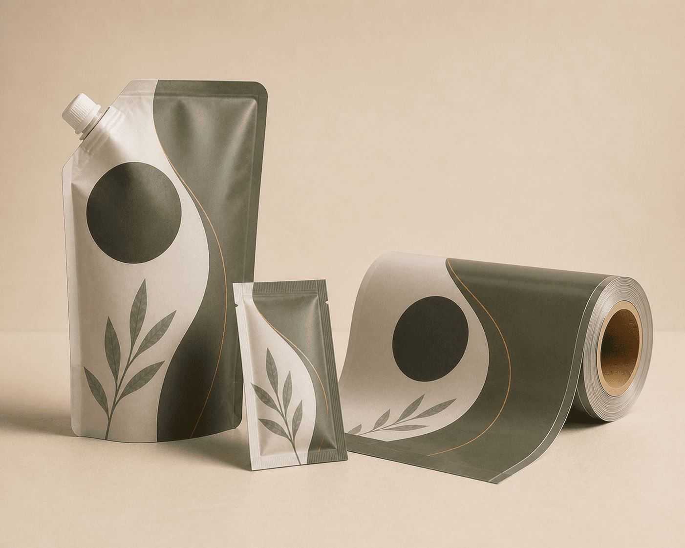 Representative custom spout pouch and printed flexible rollstock